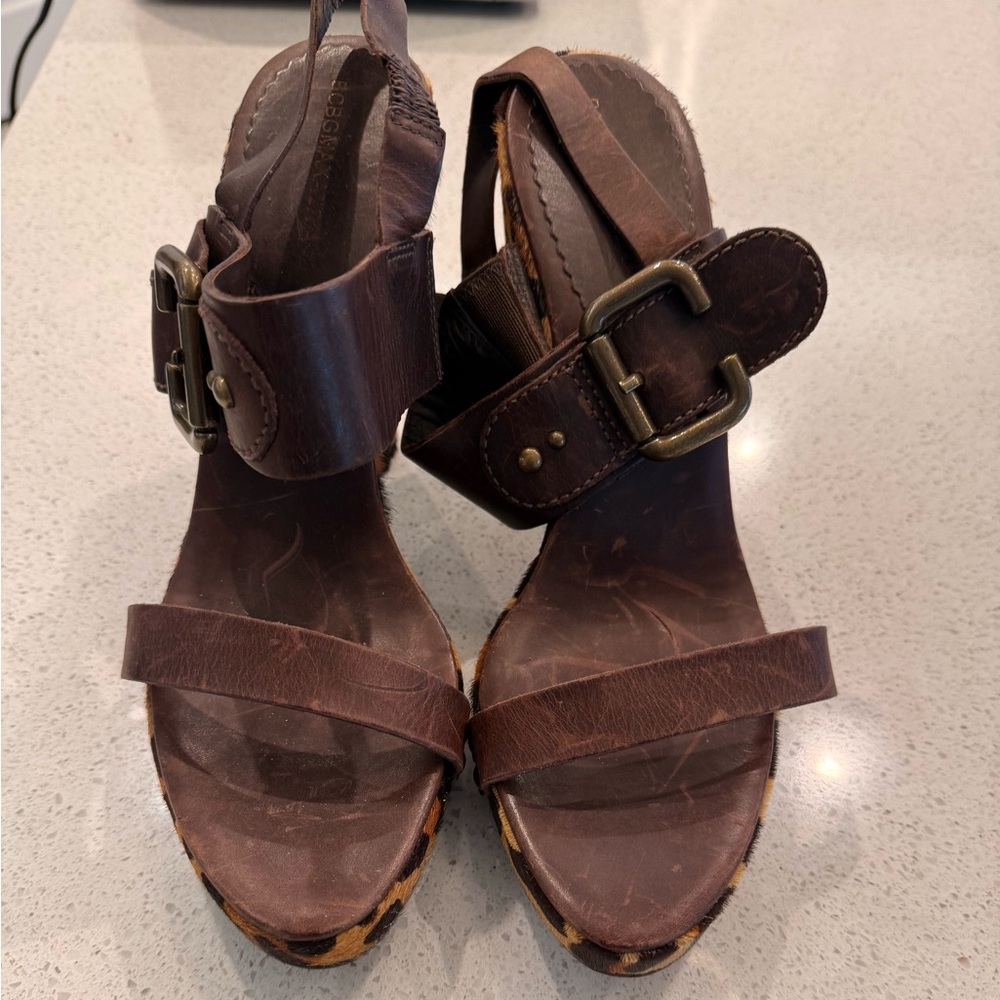 Brown Leather Sandals with Buckle